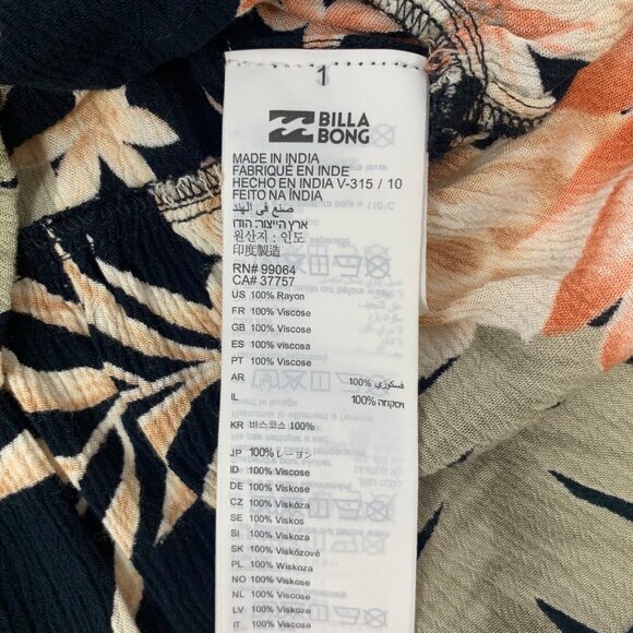 Billabong Black‎ with FLowers Rayon Women's Front Tie Cami Top Size Large - Picture 6 of 8